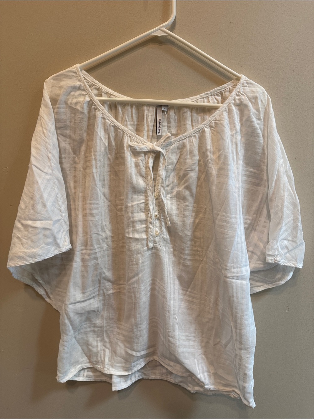 Michael Stars White Tie-Front Lightweight Tunic